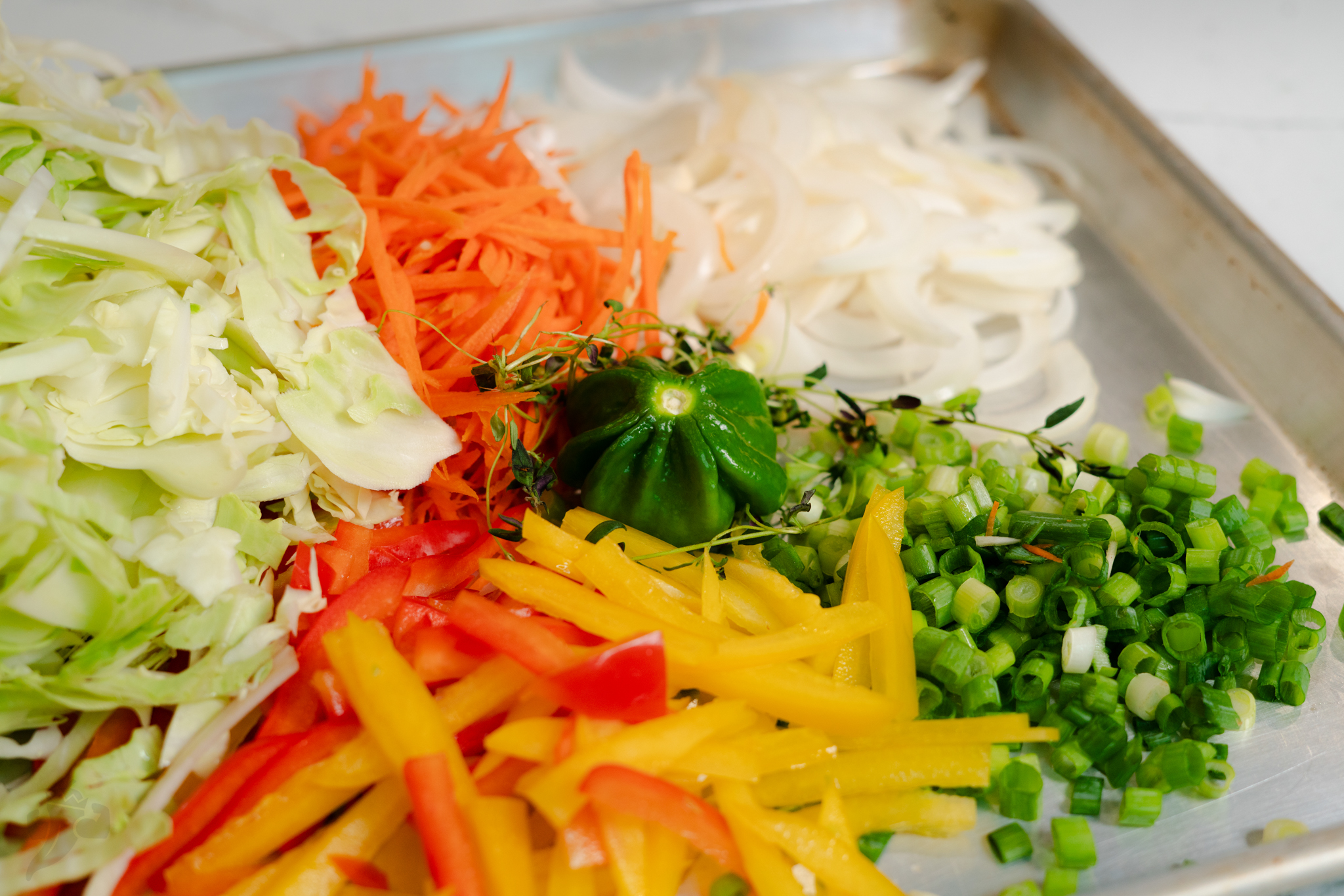 Image of Peel tough outer leaves from cabbage. Slice in quarters and...