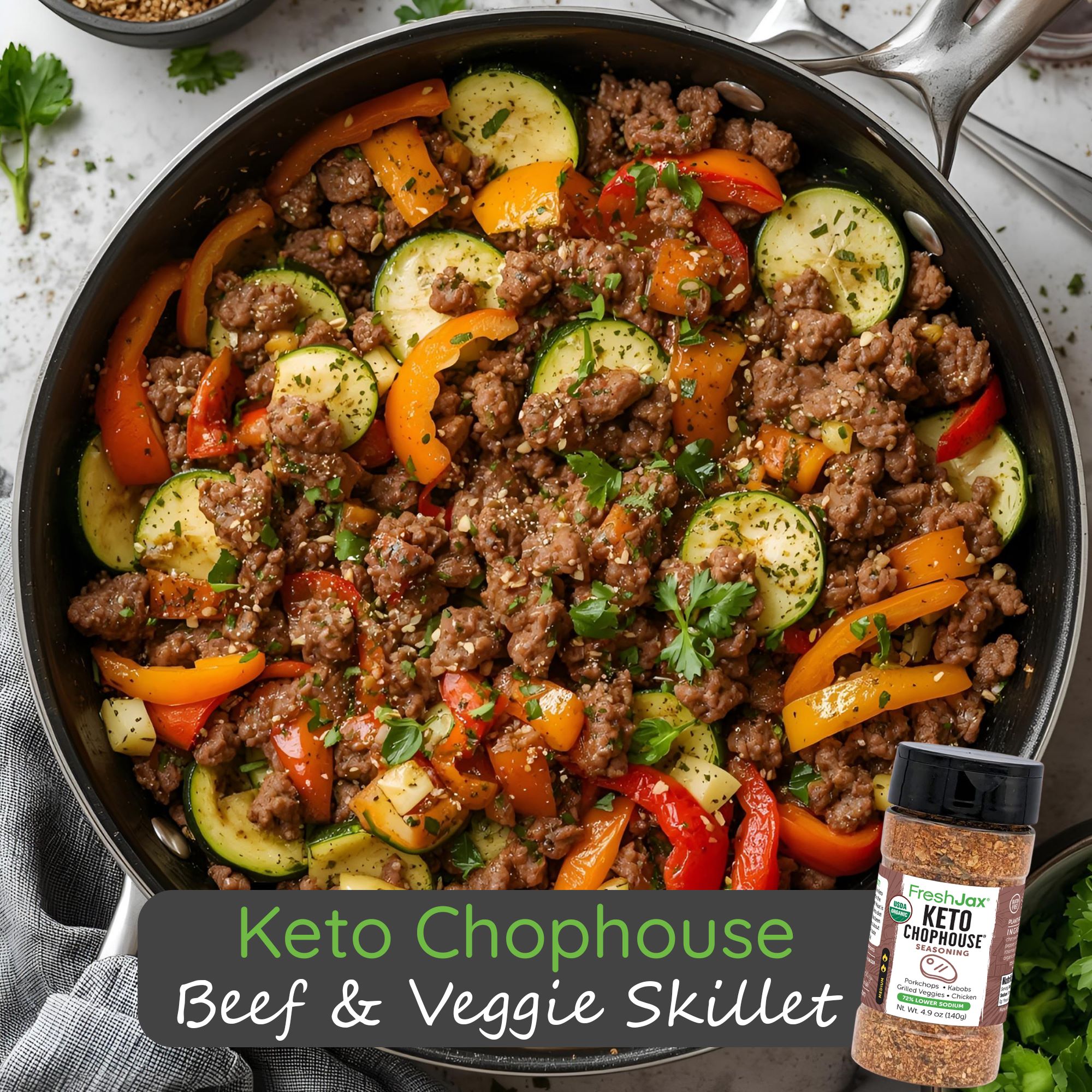 Keto Chophouse Beef & Veggie Skillet