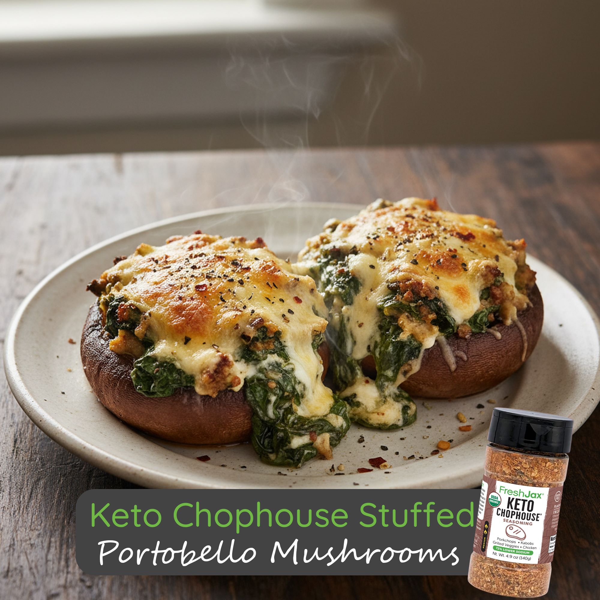 Keto Chophouse Stuffed Portobello Mushrooms