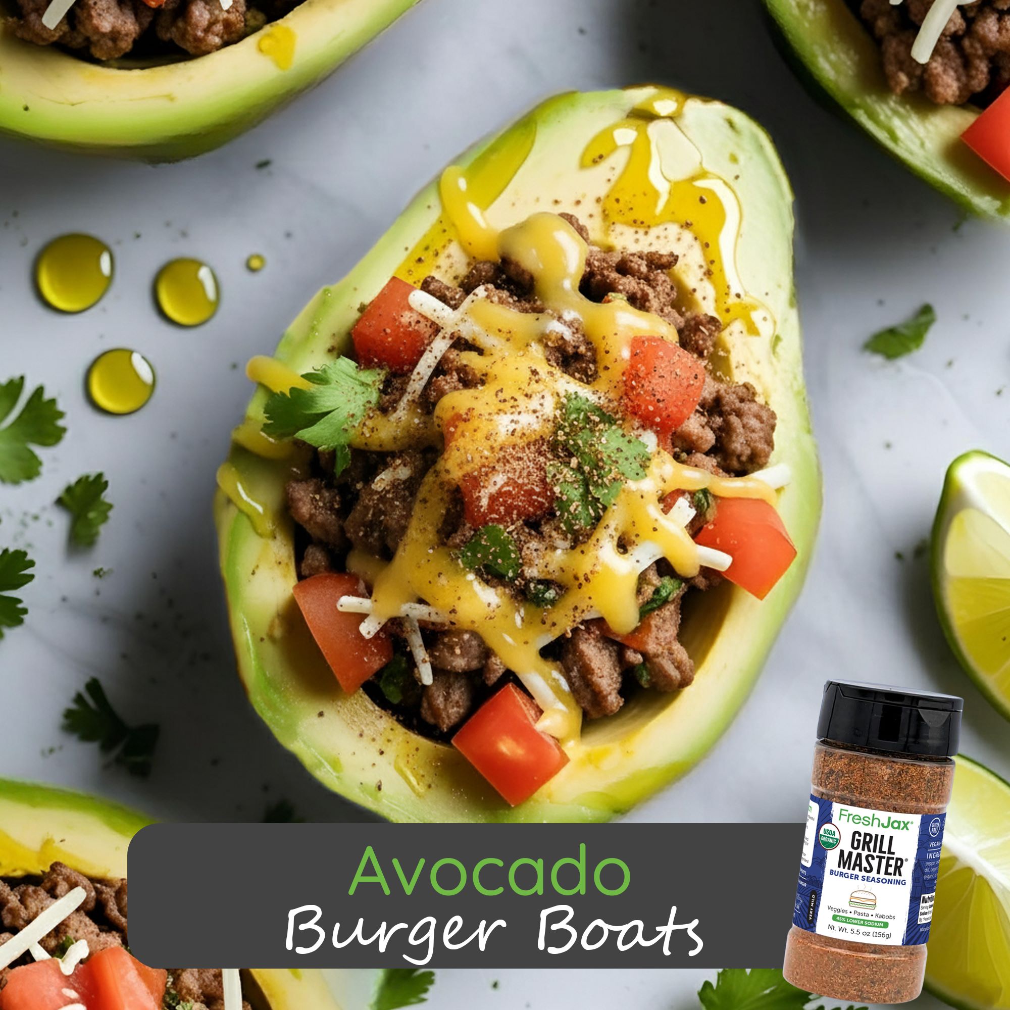 Grill Master Avocado Burger Boats
