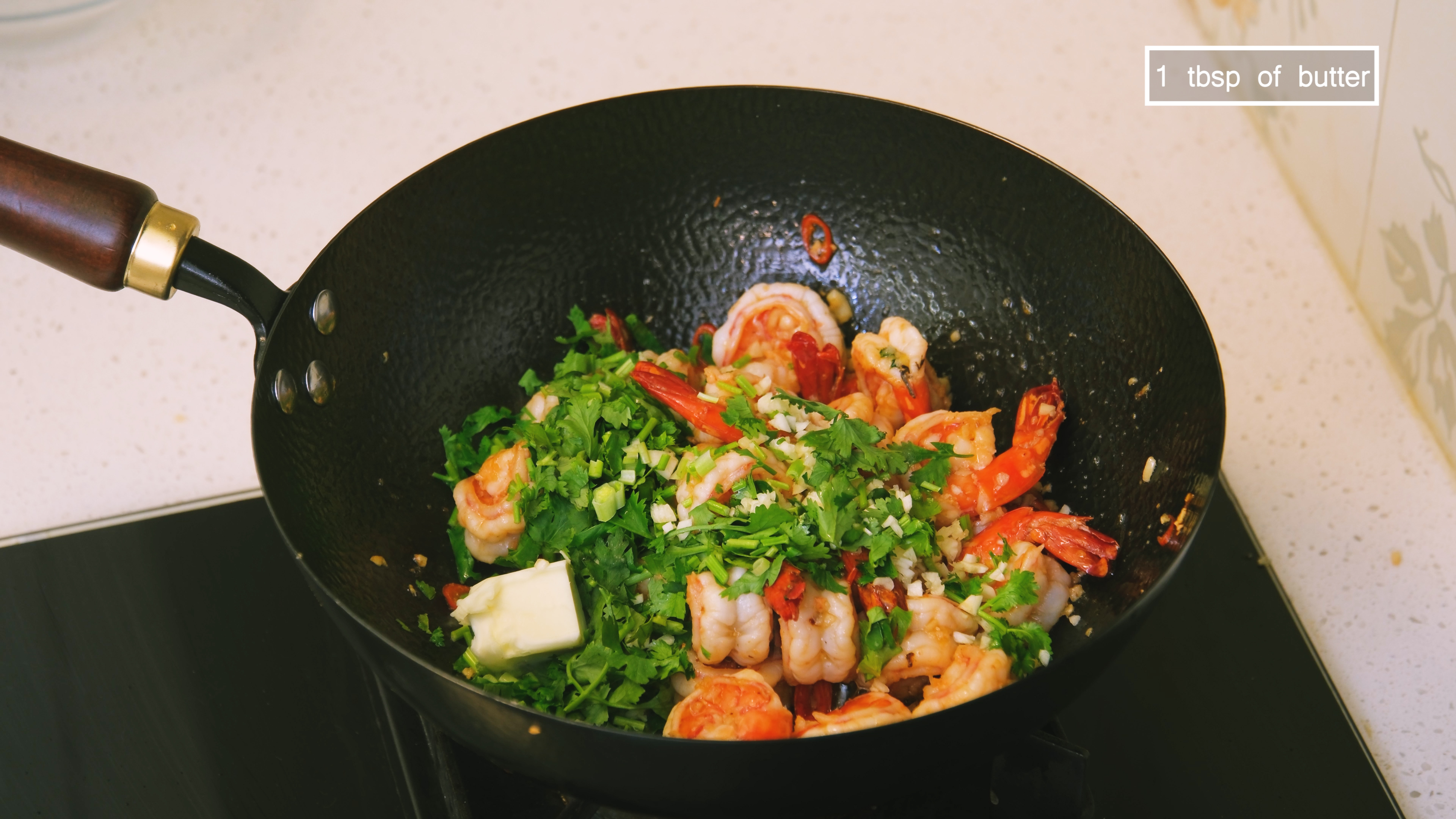 Image of When the shrimp turn pink, add the cilantro, the rest...