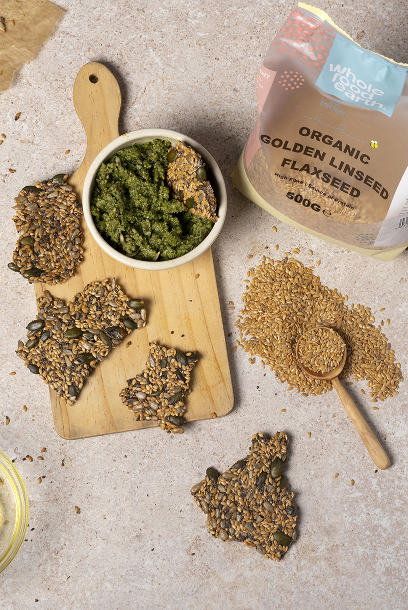 Golden Flaxseed Crackers with Rosemary & Cracked Black Pepper Recipe