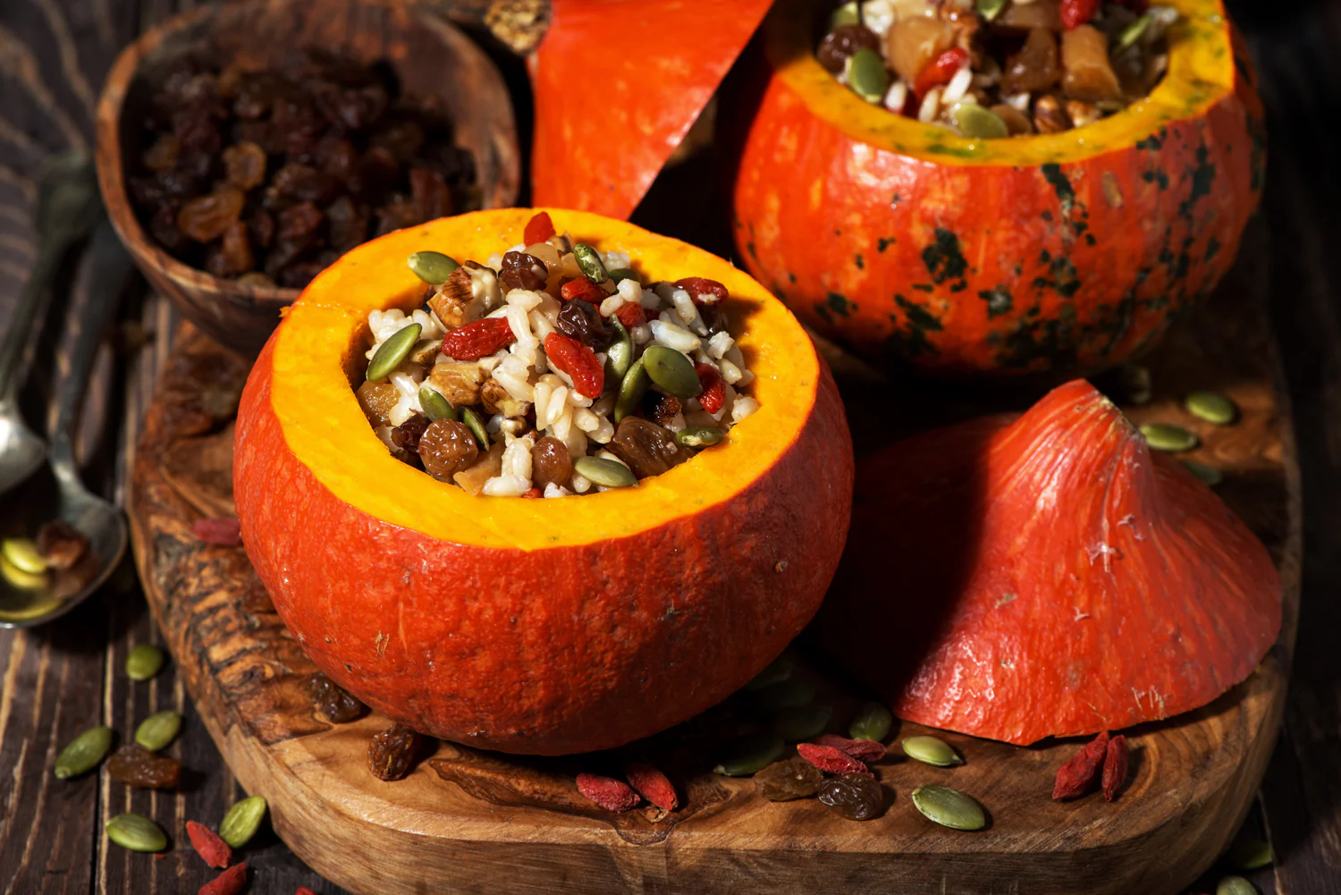 Sweet Rice Stuffed Baked Pumpkin