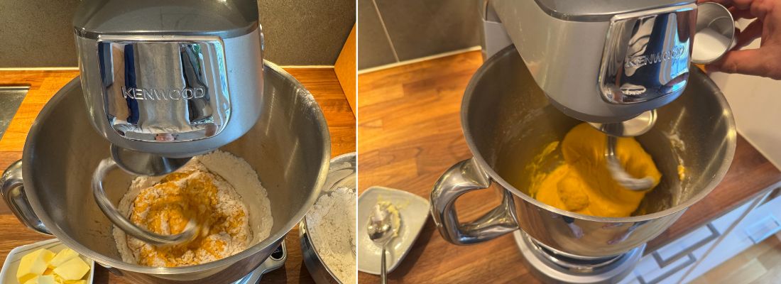 Image of När degen börjar bildas tillsätter du först smöret och kör...