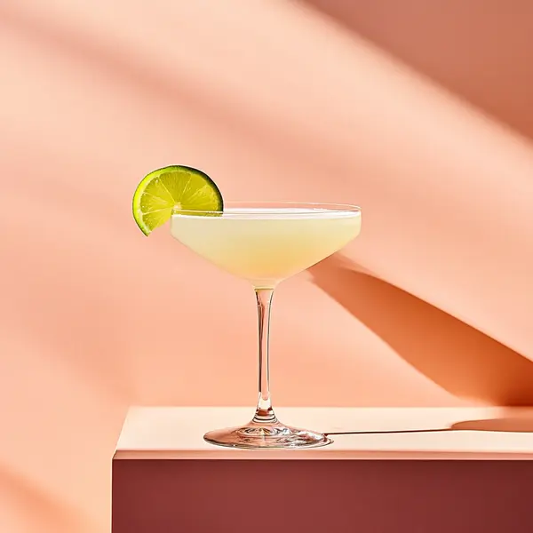 A photo of the Rumba Quake cocktail containing Planteray 3 Stars White Rum, Giffard Triple Sec, Freshly squeezed lemon juice, Rose's lime cordial, Fee Brothers Fee Foam Egg White Alternative in a Martini.