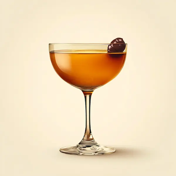 A photo of the Witch's Orchard cocktail containing Roger Groult 3 Year Reserve Pays D'Auge Calvados, Strega Liquore, Rhum Clement Creole Shrubb, Freshly squeezed lemon juice, Peychaud's Bitters in a Coupe.