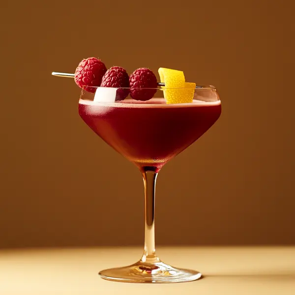A photo of the Royal Berry Martini cocktail containing Beefeater London Dry Gin, Hennessy V.S. Cognac, Freshly squeezed lemon juice, LEJAY LAGOUTE Crème de Cassis in a Martini.