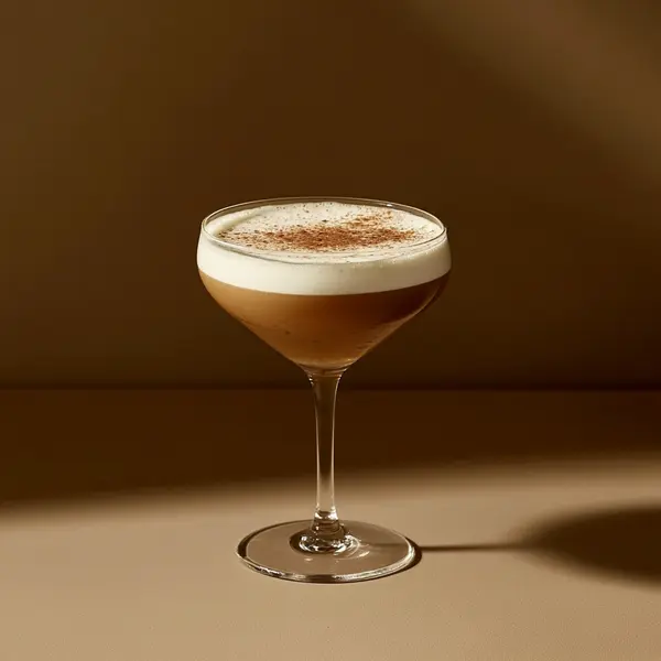 A photo of the Nutmeg Cloud Martini cocktail containing Ketel One Vodka, Mr Black Cold Brew Coffee Liqueur, Marie Brizard Crème de Cacao White, Single cream / half-and-half, Fee Brothers Fee Foam Egg White Alternative in a Martini.