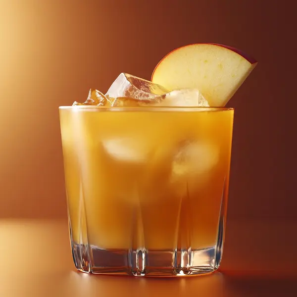 A photo of the Normandy Sunrise cocktail containing Roger Groult 3 Year Reserve Pays D'Auge Calvados, Freshly squeezed orange juice, LEJAY LAGOUTE Crème de Cassis in a Collins.