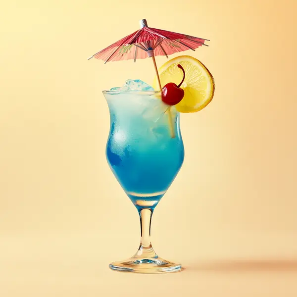 A photo of the Blue Breeze Bombshell cocktail containing Ketel One Vodka, Beefeater London Dry Gin, Giffard Blue Curaçao, Lemon-lime soda in a Hurricane.