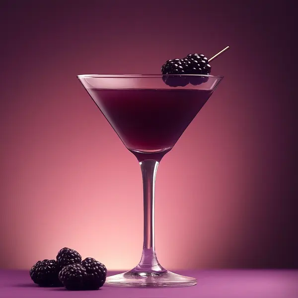 A photo of the Blackberry Martini cocktail containing Beefeater London Dry Gin, Noilly Prat Dry Vermouth, LEJAY LAGOUTE Crème de Cassis in a Martini.
