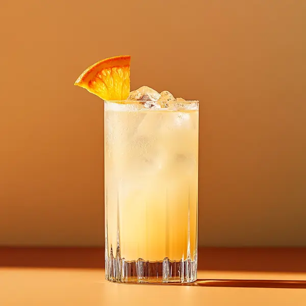 A photo of the Pineapple Sunrise Splash cocktail containing Planteray 3 Stars White Rum, Giffard Abricot Du Roussillon, Galliano Autentico Liqueur, Fresh pressed pineapple juice, Freshly squeezed lemon juice in a Collins.