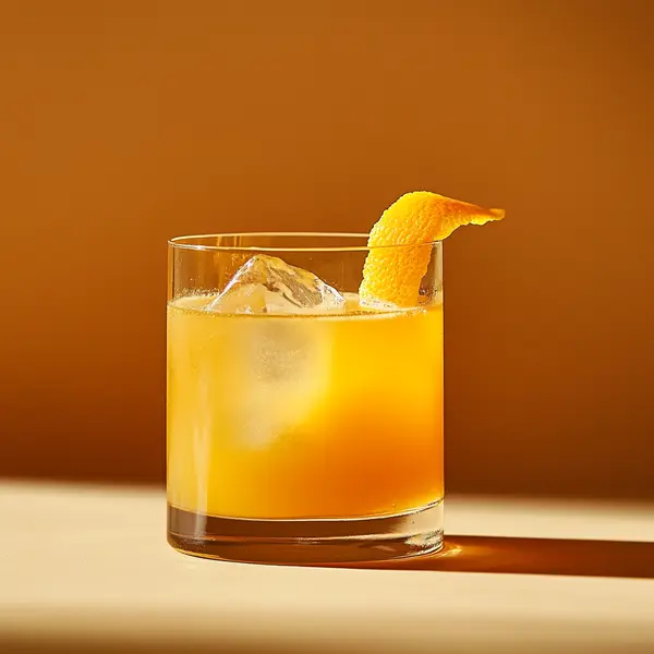 A photo of the Tropical Storm Sailor cocktail containing Hamilton Navy Strength 114 Proof Rum, Freshly squeezed orange juice, Fresh pressed pineapple juice, Angostura Aromatic Bitters in a Old-Fashioned.
