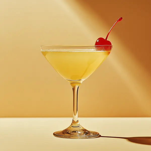A photo of the Cherry Gin Fizz cocktail containing Beefeater London Dry Gin, Luxardo Maraschino Liqueur, Freshly squeezed lemon juice, Chilled water (reduce if wet ice) in a Martini.