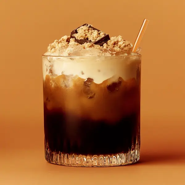 A photo of the Creamy Orange Twist cocktail containing Bailey's Irish Cream, Grand Marnier, Mr Black Cold Brew Coffee Liqueur in a Old-Fashioned.