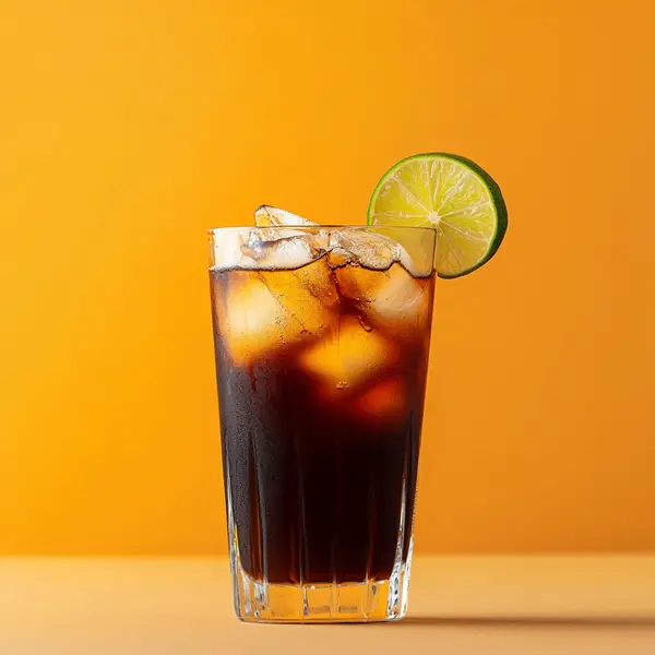 A photo of the Golden Mocha Fizz cocktail containing Galliano Autentico Liqueur, Mr Black Cold Brew Coffee Liqueur, Freshly squeezed lime juice, Coca-Cola in a Collins.