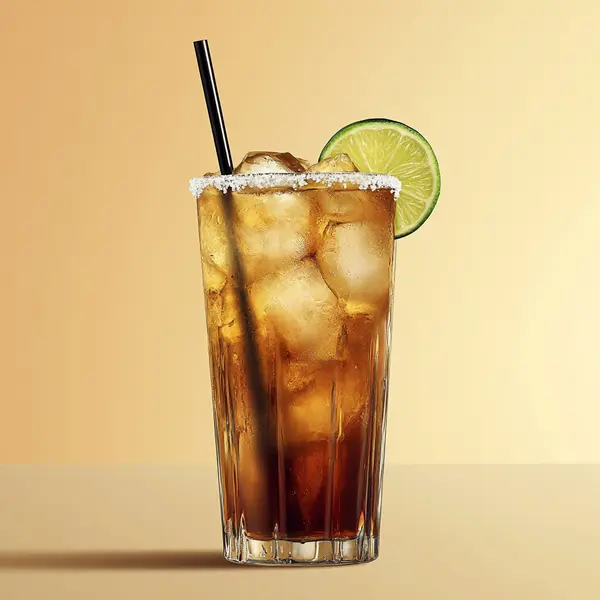 A photo of the Tequila Sundown cocktail containing Milagro Reposado Tequila, Freshly squeezed lime juice, Coca-Cola in a Collins.