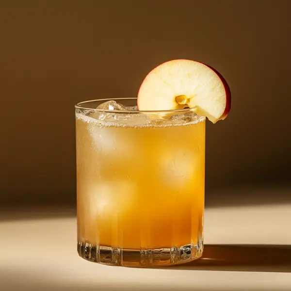 A photo of the Rye & Buzzed Apple cocktail containing Willett Family Estate Bottled 4 Year Rye, Runny honey, Milagro Reposado Tequila, Pressed apple juice, Ginger ale in a Collins.