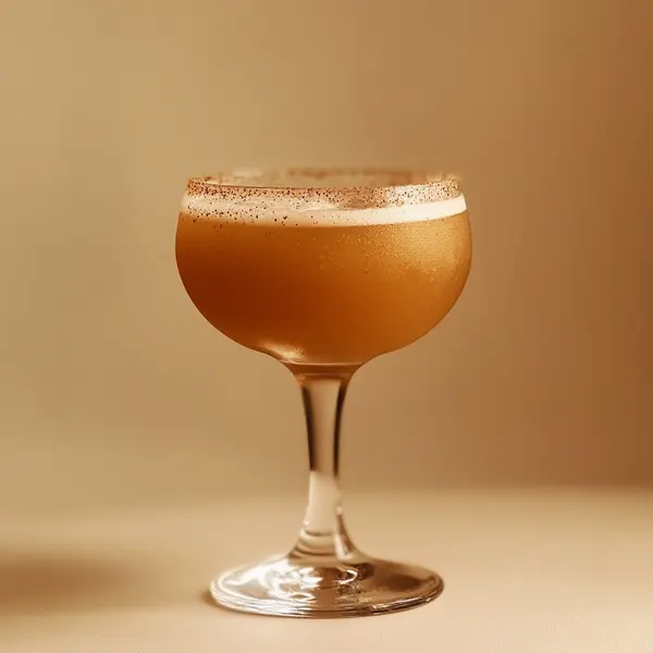 A photo of the Bourbon Smokeshow cocktail containing Savage & Cooke Cask Finished Bourbon, Del Maguey Vida Mezcal, Amaro Averna, Giffard Orgeat Syrup, Freshly squeezed lemon juice in a Nick & Nora.