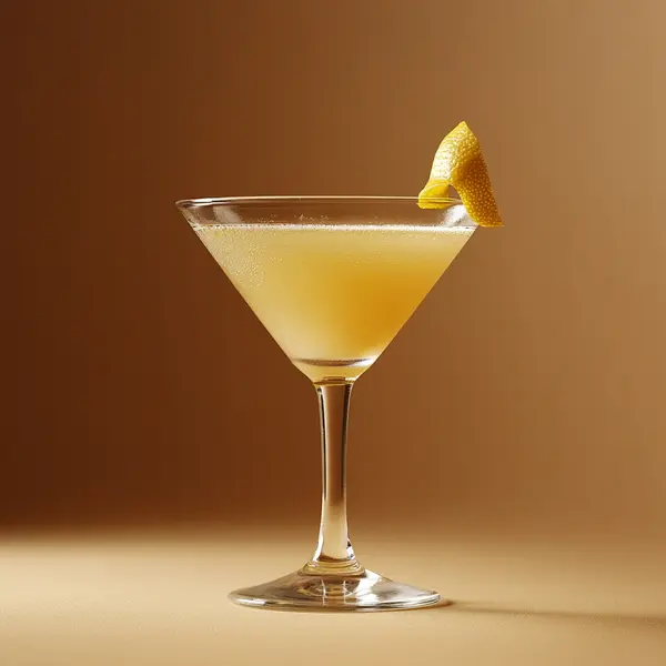 A photo of the Apricot Maraschino Martini cocktail containing Planteray 3 Stars White Rum, Giffard Abricot Du Roussillon, Luxardo Maraschino Liqueur, Freshly squeezed lemon juice, Angostura Orange Bitters, Chilled water (reduce if wet ice) in a Martini.