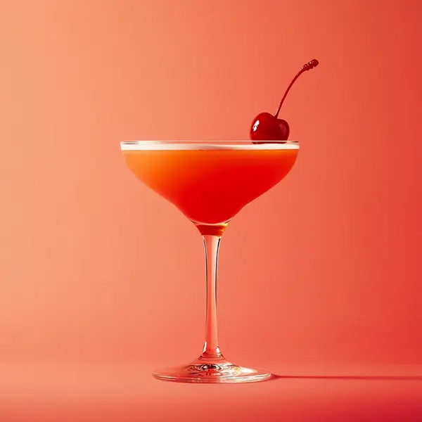 A photo of the Blood Moon Martini cocktail containing Beefeater London Dry Gin, Martini & Rossi Rosso Sweet Vermouth, Noilly Prat Dry Vermouth, Blood orange juice in a Coupe.