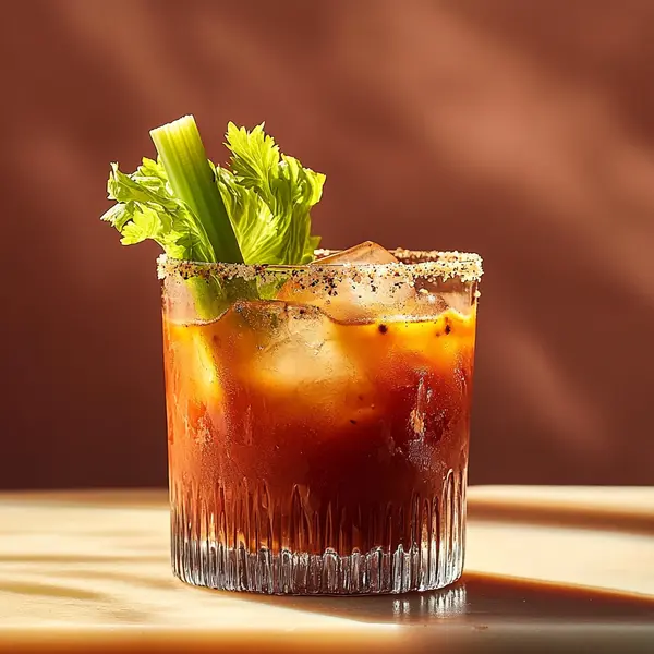 A photo of the Bloody Matador cocktail containing Milagro Reposado Tequila, Tomato juice, Freshly squeezed lemon juice, Hot pepper sauce, Worcestershire sauce, Horseradish sauce, Graham's 10 Year Old Aged Tawny Port, Celery salt, Black pepper in a Collins.