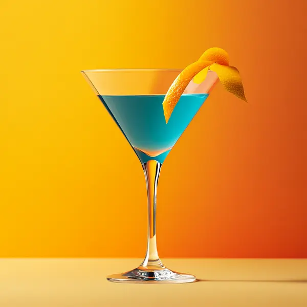 A photo of the Blue Lagoon Martini cocktail containing Ketel One Vodka, Cranberry juice (white), Giffard Blue Curaçao, Freshly squeezed lime juice in a Martini.