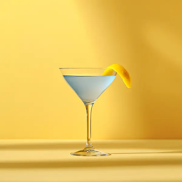 A photo of the Blue Moon Martini cocktail containing Ketel One Vodka, Beefeater London Dry Gin, Giffard Blue Curaçao, Noilly Prat Dry Vermouth in a Martini.