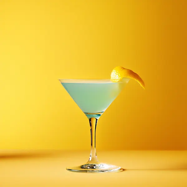 A photo of the Azure Fizz cocktail containing Beefeater London Dry Gin, Giffard Blue Curaçao, Freshly squeezed lemon juice, Fee Brothers Fee Foam Egg White Alternative in a Martini.