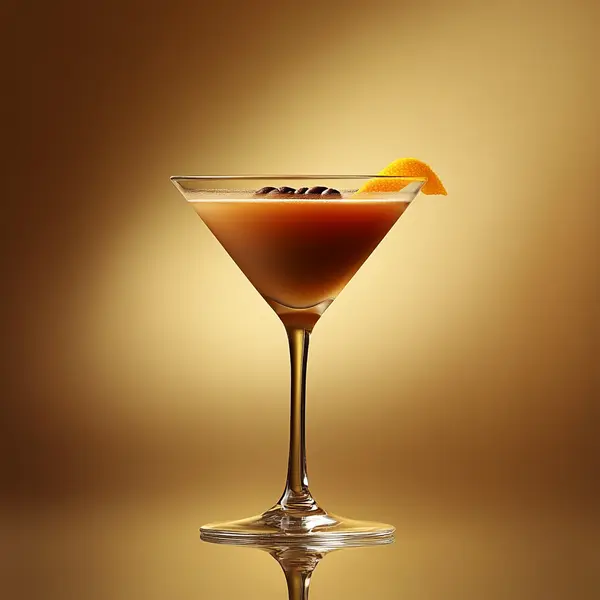 A photo of the Rum Sunset Espresso cocktail containing Appleton Estate 8 Year Old Reserve Rum, Ketel One Vodka, Mr Black Cold Brew Coffee Liqueur, Freshly squeezed orange juice in a Martini.