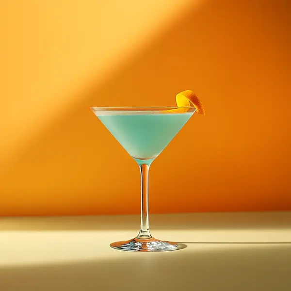 A photo of the Blue Zephyr Martini cocktail containing Beefeater London Dry Gin, Freshly squeezed lime juice, Giffard Blue Curaçao, Luxardo Maraschino Liqueur in a Martini.
