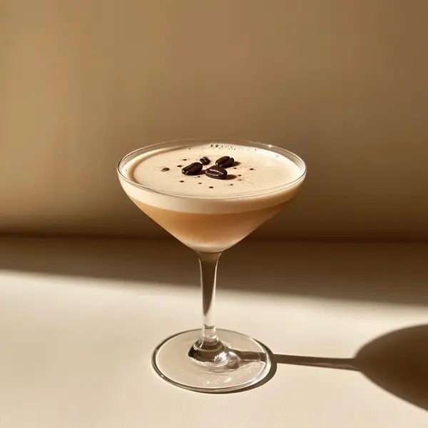 A photo of the Amaretto Cappuccino Martini cocktail containing Ketel One Vodka, Luxardo Amaretto di Saschira Liqueur, Mr Black Cold Brew Coffee Liqueur, Single cream / half-and-half in a Martini.