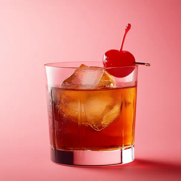 A photo of the Highland Spell cocktail containing Compass Box Great King Street Artist's Blend Scotch, Martini & Rossi Rosso Sweet Vermouth, Angostura Orange Bitters, Pernod Absinthe in a Old-Fashioned.