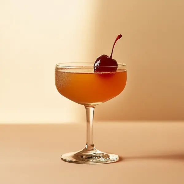 A photo of the Gentian Boulevard cocktail containing Savage & Cooke Cask Finished Bourbon, Tempus Fugit Kina L'Aero d'Or, Suze Aperitif, Chilled water (reduce if wet ice) in a Coupe.