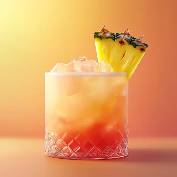 A photo of the Tropical Agave Paloma cocktail containing Milagro Reposado Tequila, Freshly squeezed pink grapefruit juice, Fresh pressed pineapple juice, Angostura Aromatic Bitters, Vanilla sugar syrup in a Old-Fashioned.