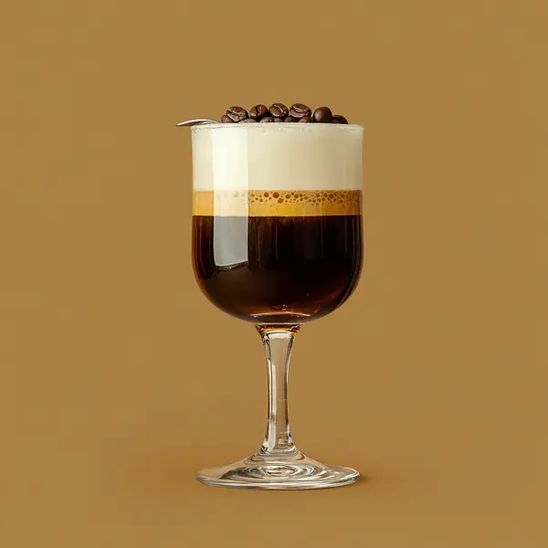 A photo of the Midnight Cacao Whisper cocktail containing Grand Marnier, Mr Black Cold Brew Coffee Liqueur, Giffard Crème de Cacao Liqueur, Filter coffee (hot), Single cream / half-and-half in a Toddy.