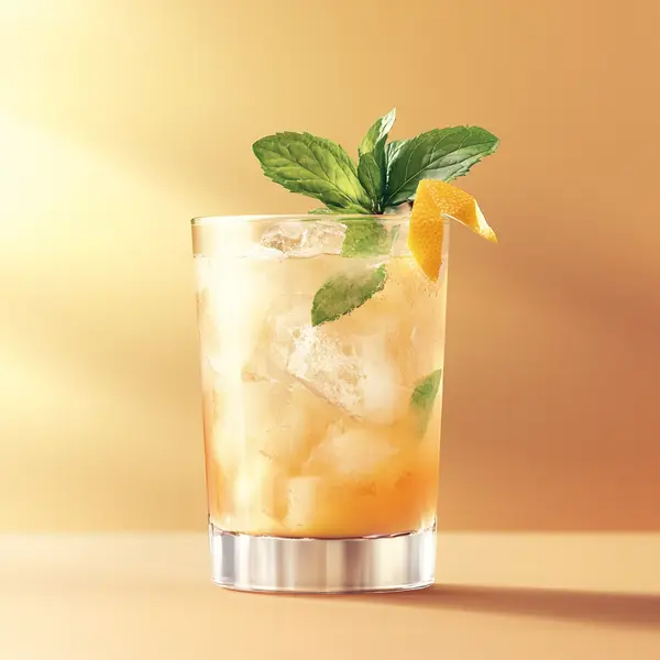 A photo of the Minted Fleur Twist cocktail containing Mint leaves, Grand Marnier, St-Germain Elderflower Liqueur, Freshly squeezed lemon juice in a Collins.