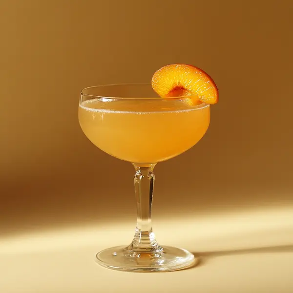 A photo of the Sloe Apricot Fizz cocktail containing Giffard Abricot Du Roussillon, Hayman's Sloe Gin, Freshly squeezed lime juice, Chilled water (reduce if wet ice) in a Coupe.