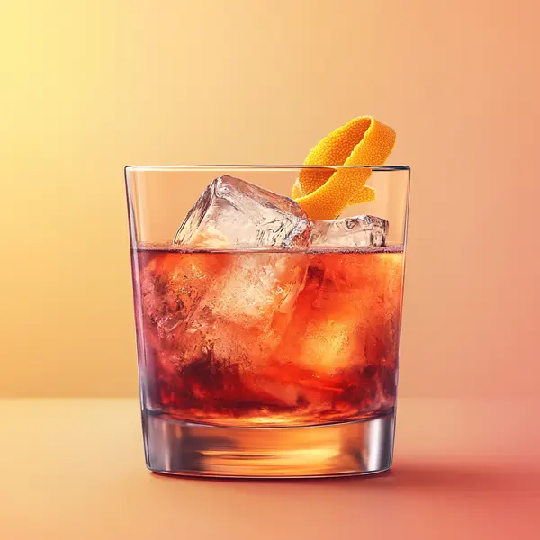 A photo of the Negroni Glow cocktail containing Beefeater London Dry Gin, Giffard Triple Sec, Campari Aperitivo in a Old-Fashioned.