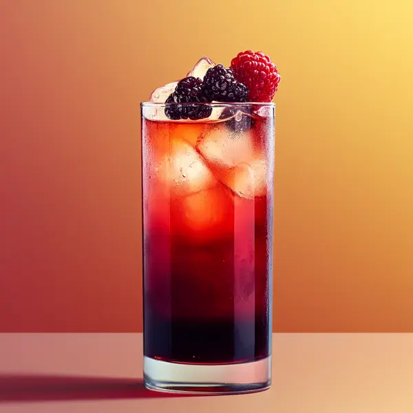 A photo of the Berry Orchard Collins cocktail containing Beefeater London Dry Gin, Pressed apple juice, LEJAY LAGOUTE Crème de Cassis in a Collins.
