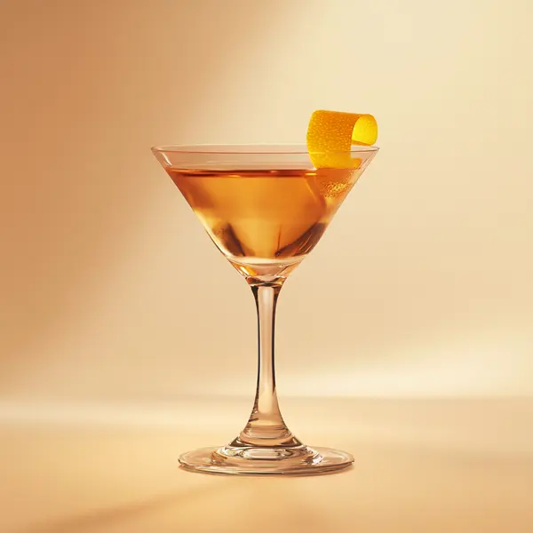 A photo of the Sunset Sashay cocktail containing Hennessy V.S. Cognac, Giffard Triple Sec, Dubonnet Rouge, Freshly squeezed lemon juice in a Martini.