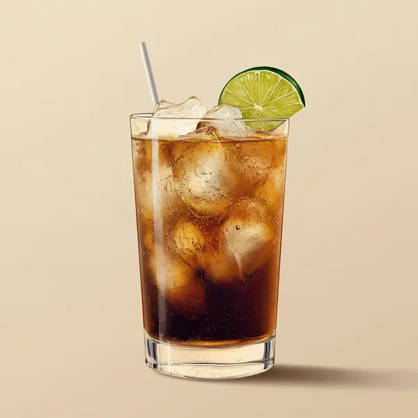 A photo of the Rum & Fizz cocktail containing Planteray 3 Stars White Rum, Coca-Cola, Club soda in a Collins.