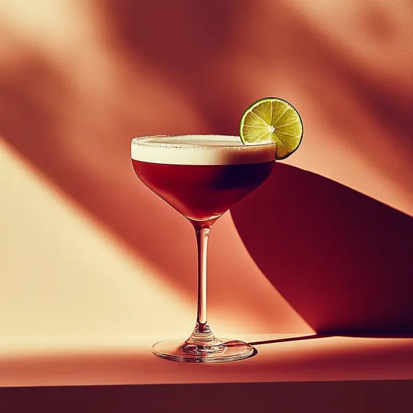 A photo of the Rum Velvet cocktail containing Planteray 3 Stars White Rum, Martini & Rossi Rosso Sweet Vermouth, Freshly squeezed lime juice, Marie Brizard Crème de Cacao White, Liber & Co. Real Grenadine in a Martini.