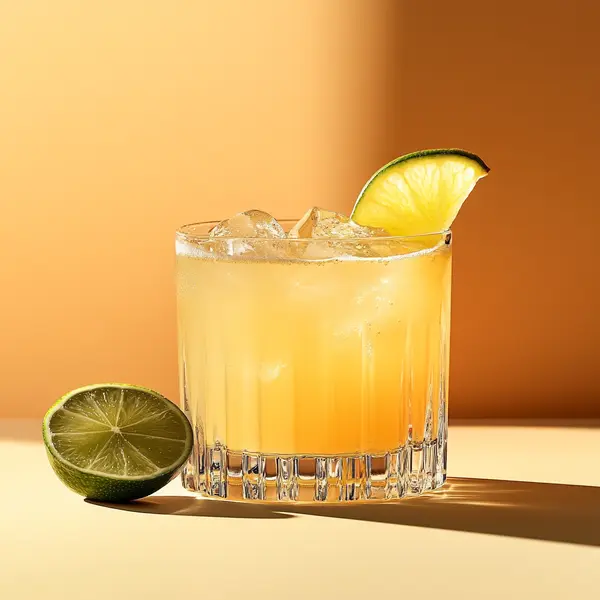 A photo of the Gin Zing Twist cocktail containing Fresh root ginger (thumbnail sized), Beefeater London Dry Gin, Freshly squeezed orange juice, Freshly squeezed lime juice in a Old-Fashioned.