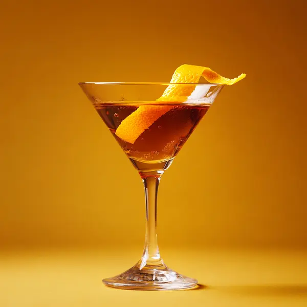A photo of the Vermouth Cognac Martini cocktail containing Hennessy V.S. Cognac, Martini & Rossi Rosso Sweet Vermouth, Noilly Prat Dry Vermouth, Angostura Aromatic Bitters in a Martini.