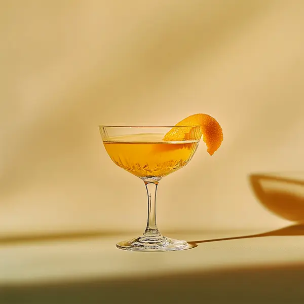 A photo of the Emerald Aioli cocktail containing Jameson Irish Whiskey, Luxardo Maraschino Liqueur, Mandarine Napoleon Liqueur, Noilly Prat Dry Vermouth in a Martini.