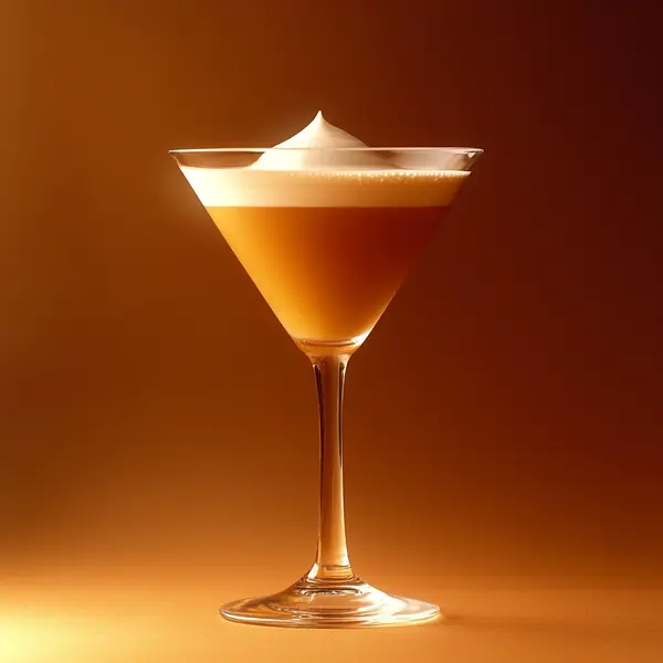 A photo of the Café Creamsicle Martini cocktail containing Mr Black Cold Brew Coffee Liqueur, Giffard Triple Sec, Freshly squeezed orange juice, Single cream / half-and-half in a Martini.