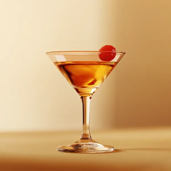 A photo of the Irish Luxe Manhattan cocktail containing Jameson Irish Whiskey, Grand Marnier, Martini & Rossi Rosso Sweet Vermouth, Angostura Orange Bitters in a Martini.