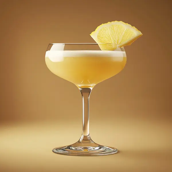 A photo of the Pineapple Gin Twirl cocktail containing Bols Genever, Freshly squeezed lemon juice, Fresh pressed pineapple juice, Giffard Orgeat Syrup, Angostura Aromatic Bitters in a Coupe.