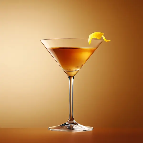 A photo of the Cognac Caribbean Twist cocktail containing Hennessy V.S. Cognac, Appleton Estate 8 Year Old Reserve Rum, Giffard Triple Sec, Fresh pressed pineapple juice, Angostura Orange Bitters in a Martini.